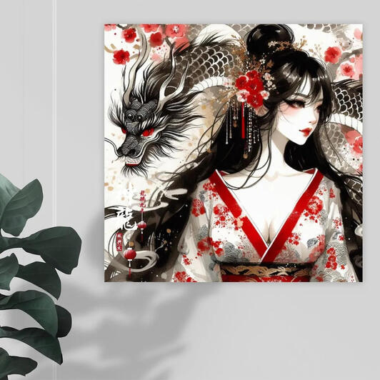 Watercolor Painting of a Geisha | Japanese Style Illustration