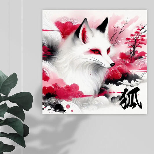 Watercolor Painting of a Kitsune Fox | Japanese Style Illustration
