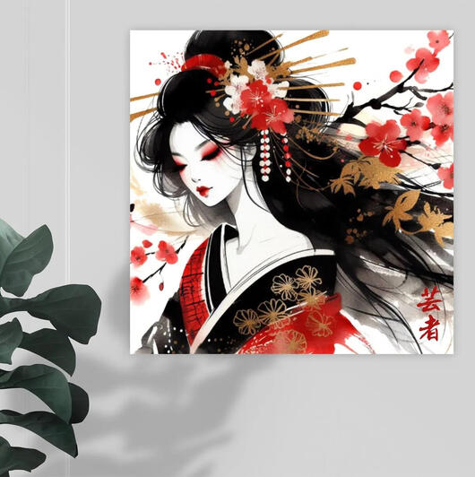 Watercolor Painting of a Geisha | Japanese Style Illustration