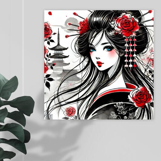 Watercolor Painting of a Geisha | Japanese Style Illustration